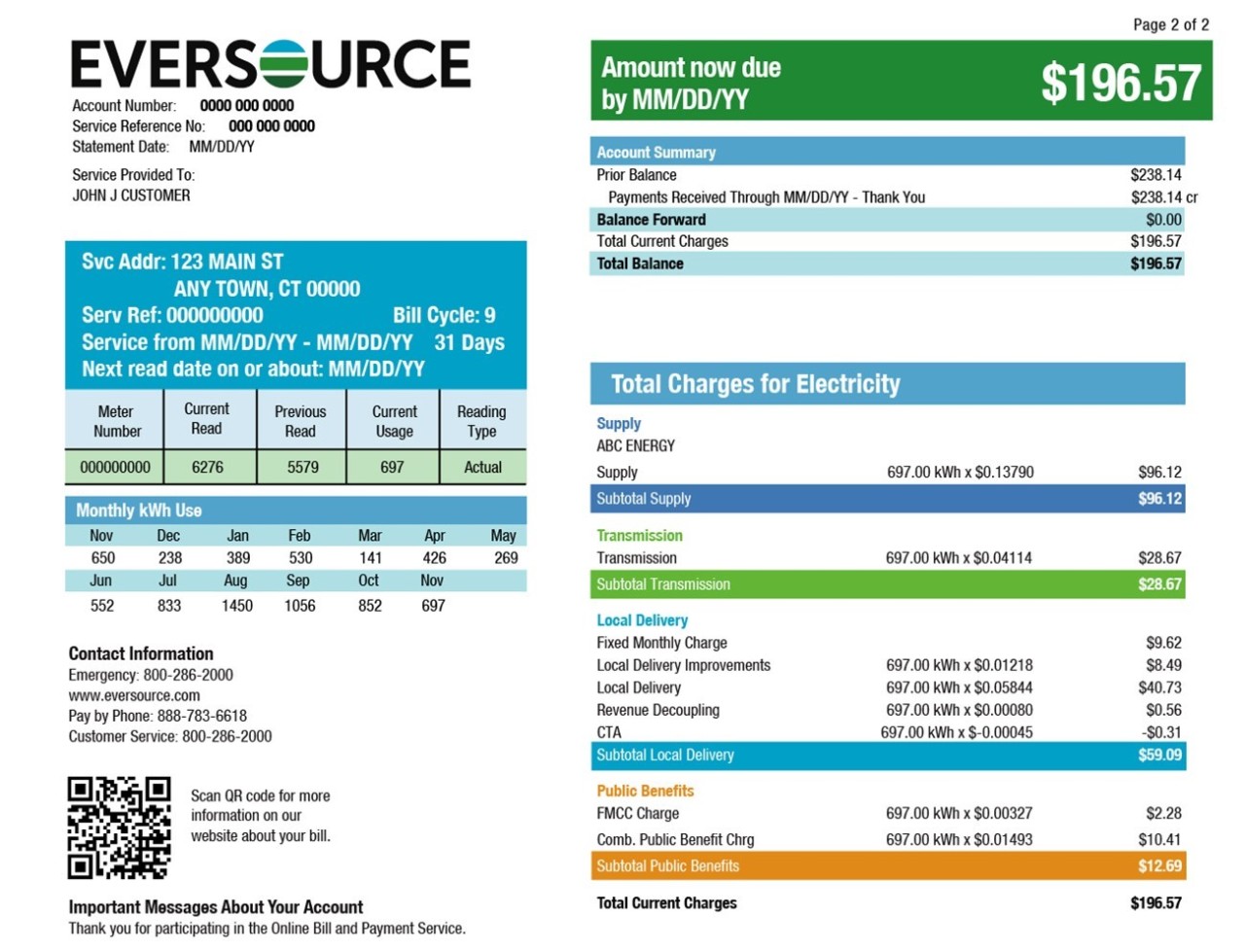 Sample Eversource bill page 2